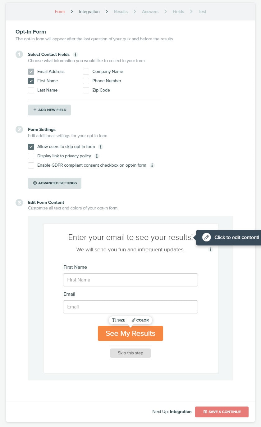 Opt-in form